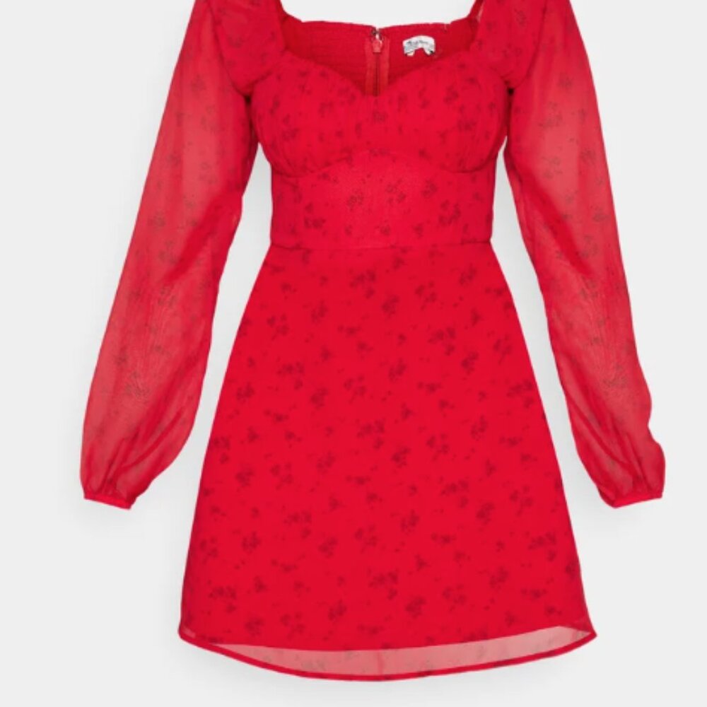 NWT Hollister red floral dress xs
